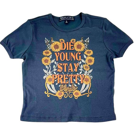VinylIcons Medium Blondie - Die Young Stay Prettty - Graphic Crop Tee - Picture 1 of 4